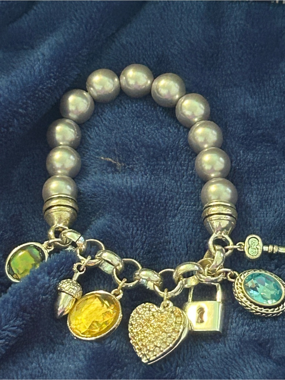 Vintage Avon Presidents Club Bracelet with Silver Tone Beads/Heart Shaped Locket